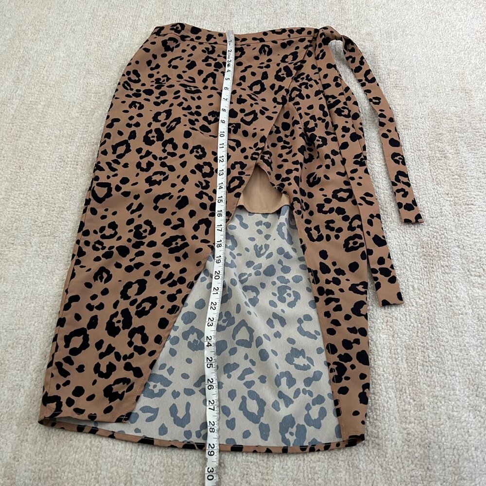 Lovers and Friends Marla Tan Leopard Animal Print Wrap Midi Skirt XXS - Picture 5 of 8